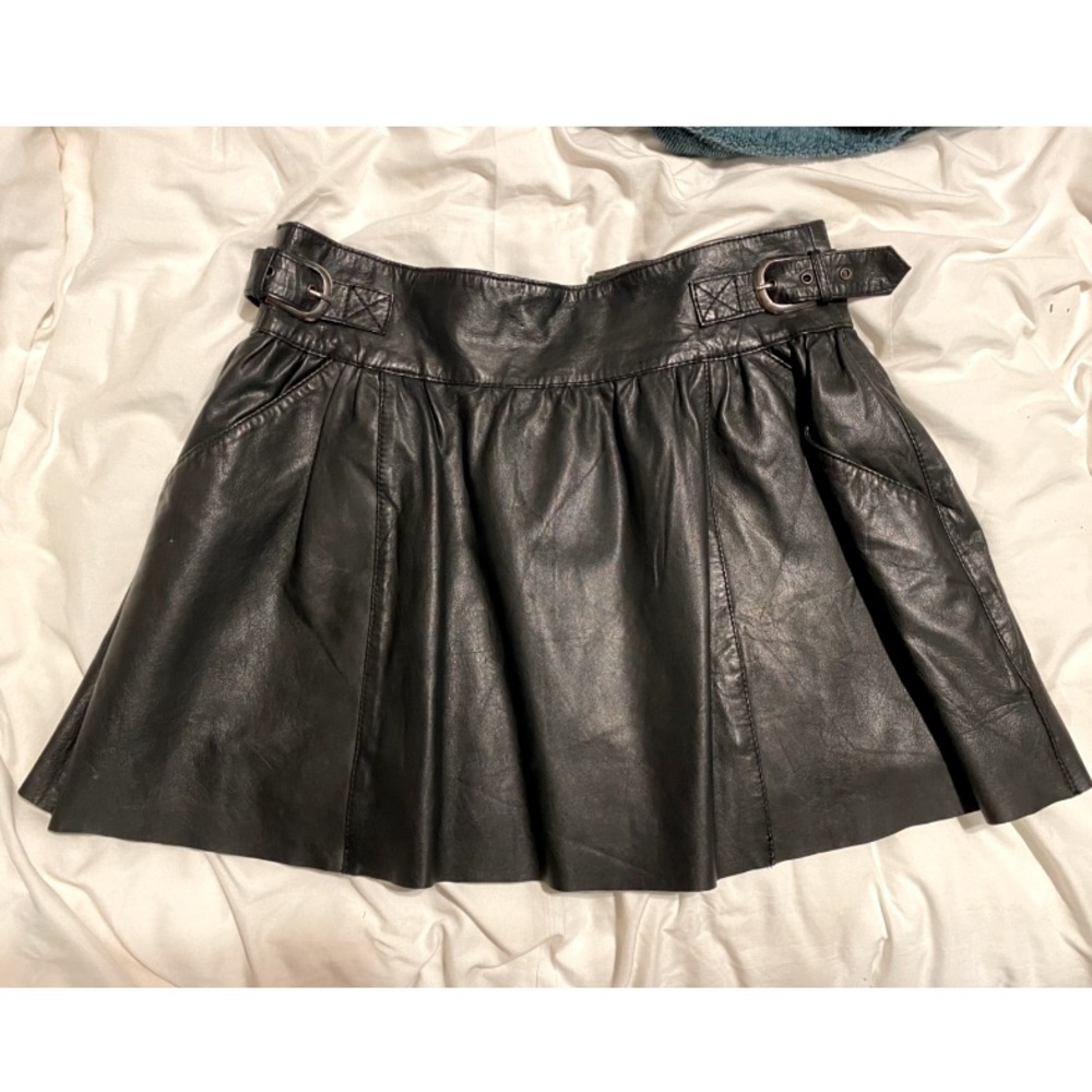 Muubaa Black Leather Skirt